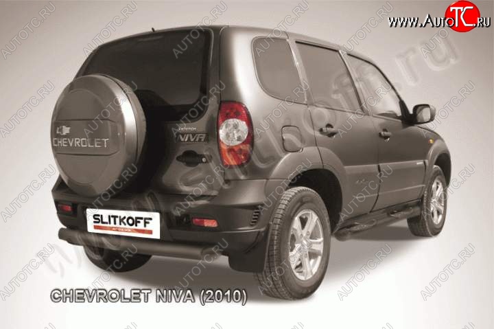 6 399 р. Защита задняя Slitkoff Slitkoff (d76, черная)  Chevrolet Niva  2123 (2009-2020), Лада 2123 (Нива Шевроле) (2009-2021) (Цвет: серебристый)  с доставкой в г. Кемерово