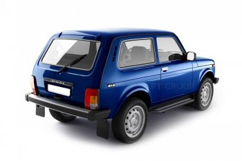 Порожки для ног из трубы Ø51 с алюминиевой площадкой URBAN Petroil Tuning Лада Нива 4х4  2121 (1977-2019) 3 дв. дорестайлинг (Сталь с полимерным покрытием в цвет: черный ❞Шагрень❝)