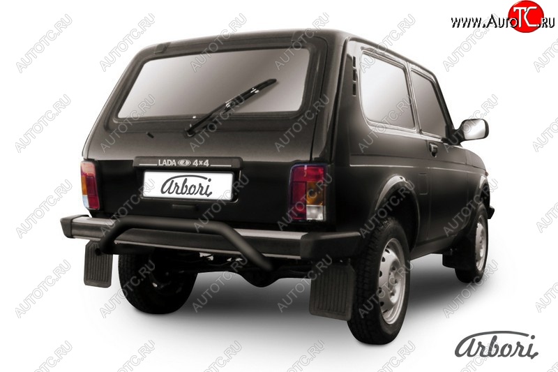 4 999 р. Защита заднего бампера Arbori (скоба, черная, 1 труба d57 mm).  Лада Нива 4х4  2121 - нива 4х4 ( 2121,  2131)  с доставкой в г. Кемерово
