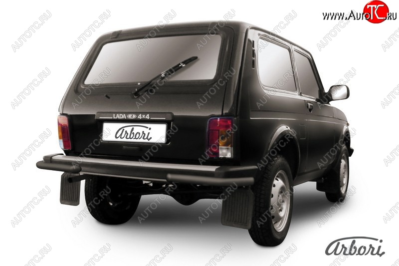 3 399 р. Защита заднего бампера Arbori (уголки, черная, 1 труба d57 mm).  Лада Нива 4х4  2121 - нива 4х4 ( 2121,  2131)  с доставкой в г. Кемерово