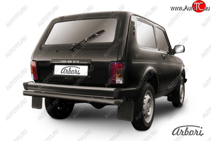 4 289 р. Защита заднего бампера Arbori (черная, 1 труба d57 mm).  Лада Нива 4х4  2121 - нива 4х4 ( 2121,  2131)  с доставкой в г. Кемерово