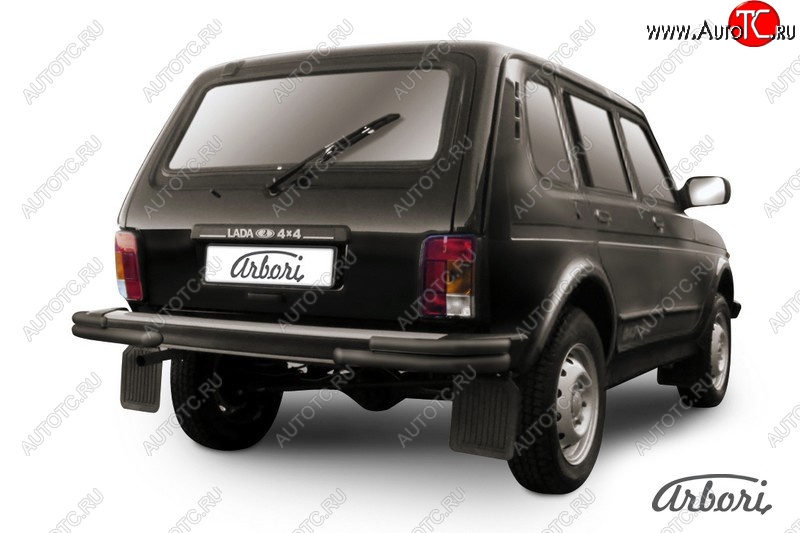 3 999 р. Защита заднего бампера (уголки, черная, 2 трубы d57 и 42 mm) Arbori Лада нива 4х4 2131 Урбан 3 дв. дорестайлинг (2014-2019)  с доставкой в г. Кемерово