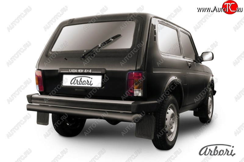 4 599 р. Защита заднего бампера (черная, 1 труба d76 mm) Arbori  Лада Нива 4х4  2121 - нива 4х4 ( 2121,  2131)  с доставкой в г. Кемерово