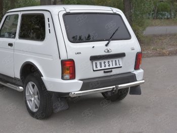 Защита заднего бампера (Ø 63 мм, нержавейка) SLITKOFF Лада нива 4х4 ( 2131,  2121) (2014-2021) Урбан 3 дв. дорестайлинг, Урбан 5 дв. дорестайлинг, Урбан, Урбан 5 дв. рестайлинг