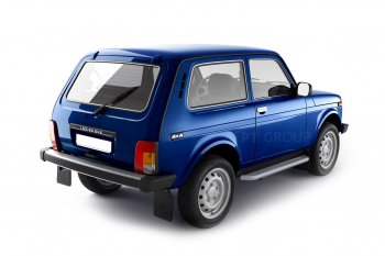 Порожки для ног из трубы Ø51 с алюминиевой площадкой URBAN Petroil Tuning Лада Нива 4х4  2121 (1977-2019) 3 дв. дорестайлинг (Сталь с полимерным покрытием в цвет: серебристый ❞Искра❝)