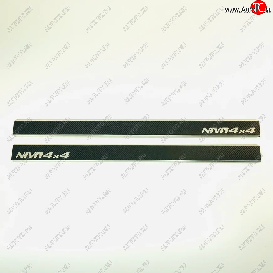 2 349 р. Накладки порожков салона INOX  ВИС 2346 ( бортовой,  фургон,) (1998-2025), ВИС 23461 ( бортовой,  фургон,) (1998-2025), Лада Нива 4х4  2121 (1977-2019), Лада нива 4х4 ( 2131,  2121 Бронто,  2121) (2014-2025) (Нержавеющая сталь + карбон)  с доставкой в г. Кемерово