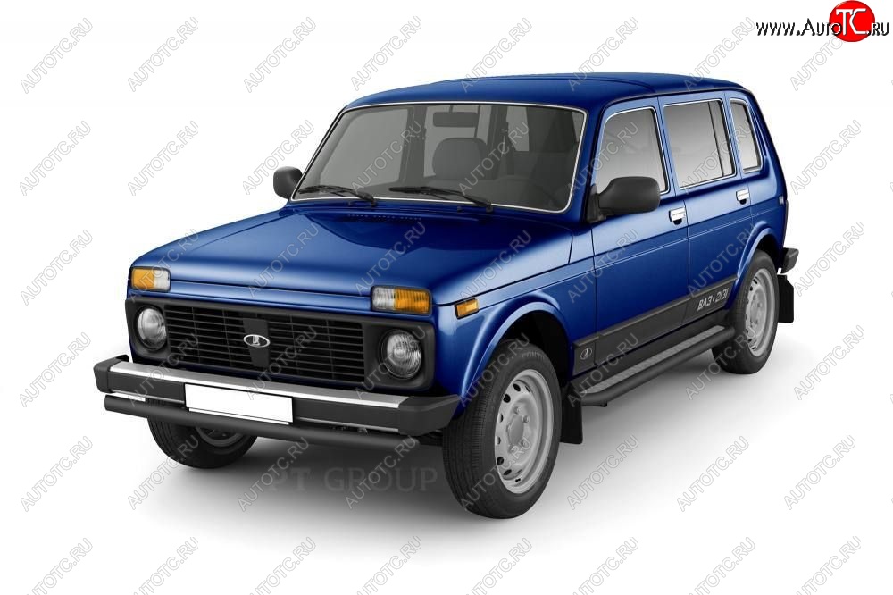 10 499 р. Порожки для ног из трубы Ø51 с алюминиевой площадкой Petroil Tuning  Лада нива 4х4  2131 (1993-2019) 5 дв. дорестайлинг (Сталь с полимерным покрытием в цвет: черный ❞Шагрень❝)  с доставкой в г. Кемерово