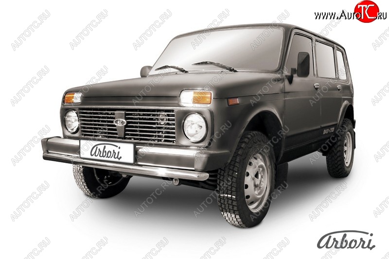 7 289 р. Защита переднего бампера Arbori (нержавейка, 1 труба d57 mm). Лада нива 4х4 2121-80 ФОРА (1995-2011)  с доставкой в г. Кемерово