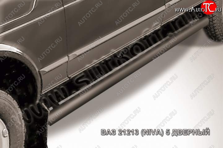 10 699 р. Защита порогов из трубы d76 Slitkoff  Лада нива 4х4  2131 (1993-2019) 5 дв. дорестайлинг (Цвет: серебристый)  с доставкой в г. Кемерово
