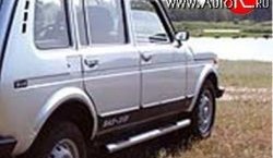 71 999 р. Защита порогов с вставками d76 мм Металл Дизайн Лада нива 4х4 2131 5 дв. дорестайлинг (1993-2019) (С пластиковыми заглушками, Сталь с покрытием в черный матовый цвет)  с доставкой в г. Кемерово. Увеличить фотографию 2