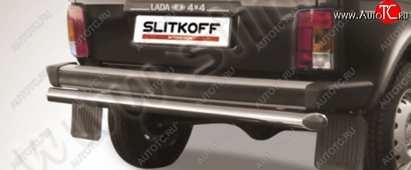 7 399 р. Защита заднего бампера Slitkoff (d57)  Лада нива 4х4 ( 2131,  2121-80) (1993-2019) 5 дв. дорестайлинг, ФОРА (Нержавейка, Полированная)  с доставкой в г. Кемерово