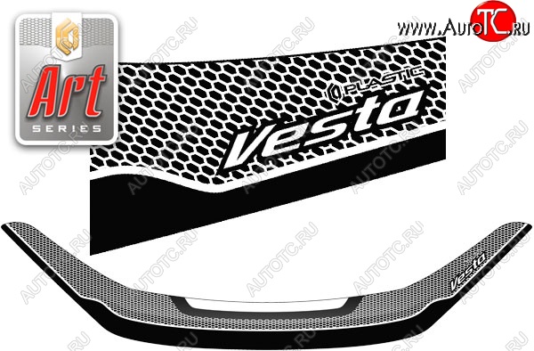 2 479 р. Дефлектор капота CA-Plastiс  Лада Веста ( 2180,  SW 2181,  Спорт 2180) - Веста Кросс ( SW 2181,  2180) (Серия Art черная)  с доставкой в г. Кемерово
