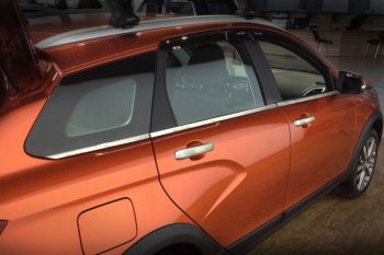 2 799 р. Хромированые молдинги под окно CrTuning Лада Веста 2180 седан дорестайлинг (2015-2023)  с доставкой в г. Кемерово. Увеличить фотографию 2