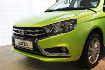 2 649 р. Хромированые вставки в штатную решетку радиатора CrTuning Лада Веста SW 2181 универсал дорестайлинг (2017-2022)  с доставкой в г. Кемерово. Увеличить фотографию 3