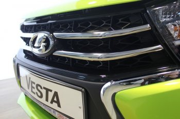 2 649 р. Хромированые вставки в штатную решетку радиатора CrTuning Лада Веста SW 2181 универсал дорестайлинг (2017-2022)  с доставкой в г. Кемерово. Увеличить фотографию 5