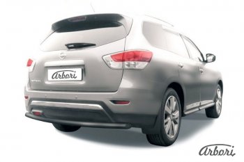 Защита заднего бампера Arbori (черная, 1 труба d57 mm). Nissan Pathfinder  R52 (2012-2017) дорестайлинг