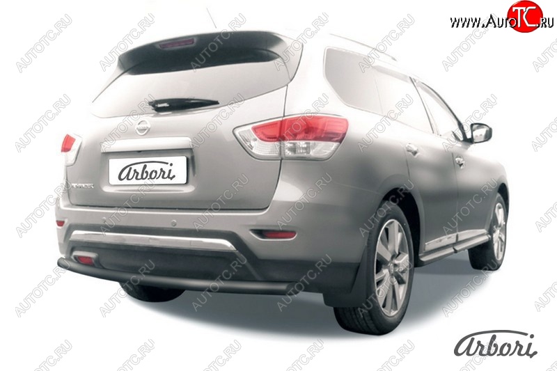 4 149 р. Защита заднего бампера Arbori (черная, 1 труба d57 mm).  Nissan Pathfinder  R52 (2012-2017) дорестайлинг  с доставкой в г. Кемерово