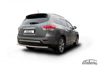 12 869 р. Защита заднего бампера Arbori (нержавейка, 1 труба d57 mm). Nissan Pathfinder R52 дорестайлинг (2012-2017)  с доставкой в г. Кемерово. Увеличить фотографию 2