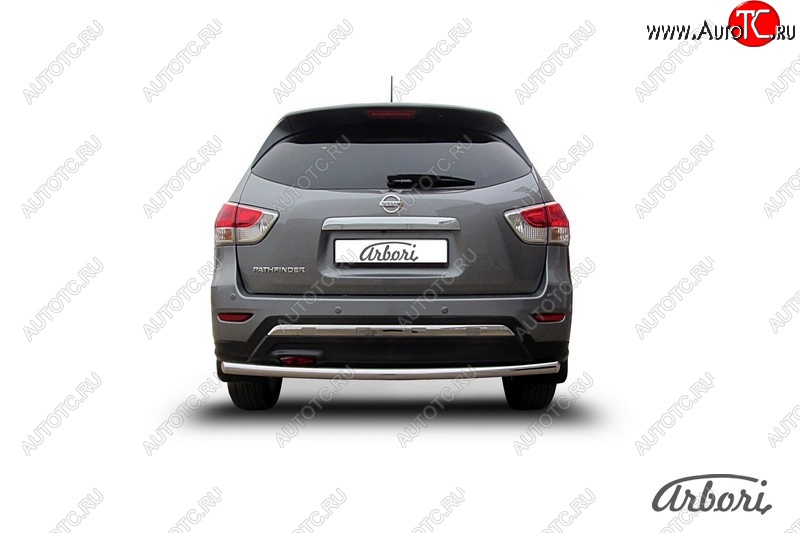 12 869 р. Защита заднего бампера Arbori (нержавейка, 1 труба d57 mm). Nissan Pathfinder R52 дорестайлинг (2012-2017)  с доставкой в г. Кемерово