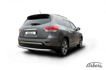 14 363 р. Защита заднего бампера Arbori (нержавейка, 1 труба d76 mm).  Nissan Pathfinder  R52 (2012-2017) дорестайлинг  с доставкой в г. Кемерово. Увеличить фотографию 2