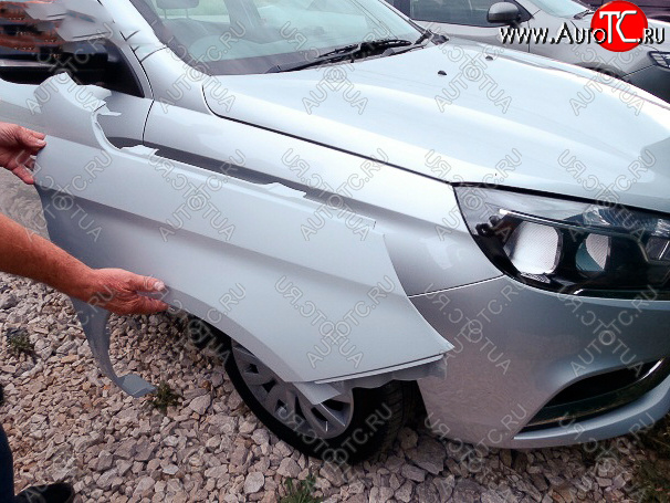 5 499 р. Переднее правое пластиковое крыло АвторитетПласт Лада Веста 2180 седан дорестайлинг (2015-2023) (Неокрашенное)  с доставкой в г. Кемерово