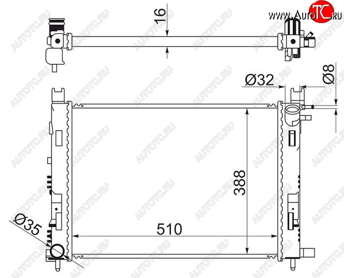 4 699 р. Радиатор двигателя SAT  Renault Duster  HS (2010-2021), Renault Kaptur (2016-2025), Renault Logan  2 (2014-2025), Renault Logan Stepway (2018-2025), Renault Sandero  (B8) (2014-2025), Renault Sandero Stepway  (B8) (2014-2022), Лада XRAY (2016-2022), Лада XRAY Cross (2018-2022), Лада Веста  2180 (2015-2025), Лада Веста Кросс ( 2181,  2180) (2017-2025)  с доставкой в г. Кемерово