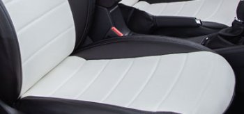 6 999 р. Чехлы Seintex (экокожа, 40/60, Airbag)  Лада Веста ( 2180,  SW 2181) - Веста Кросс ( 2181,  2180) (черный/белый)  с доставкой в г. Кемерово. Увеличить фотографию 4