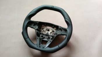 7 249 р. Руль AMperformance Лада Веста Кросс 2180 седан дорестайлинг (2018-2022) (Верхний и нижний скос руля, Материал оплётки: экокожа наппа + перфорация, Цвет прострочки: чёрный, Цвет нулевой метки: чёрный)  с доставкой в г. Кемерово. Увеличить фотографию 5