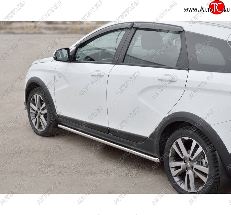 16 549 р. Защита порогов из круглой трубы диаметром 42 мм SLITKOFF v1 Лада Веста SW 2181 универсал дорестайлинг (2017-2022)  с доставкой в г. Кемерово