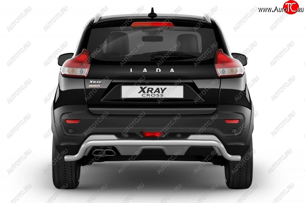 13 499 р. Защита заднего бампера PT GROUP Ø51мм Волна (НПС) LADA XRay Cross 2018-   Лада Веста  SW 2181 (2017-2022) универсал дорестайлинг (Нержавеющая полированная сталь)  с доставкой в г. Кемерово