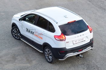 13 499 р. Защита заднего бампера PT GROUP Ø51мм Волна (НПС) LADA XRay Cross 2018-   Лада Веста  SW 2181 (2017-2022) универсал дорестайлинг (Нержавеющая полированная сталь)  с доставкой в г. Кемерово. Увеличить фотографию 4