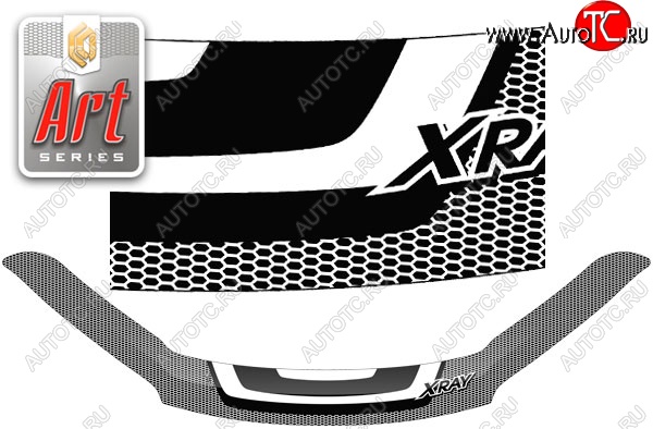 2 559 р. Дефлектор капота CA-Plastiс  Лада XRAY - XRAY Cross (Серия Art черная)  с доставкой в г. Кемерово