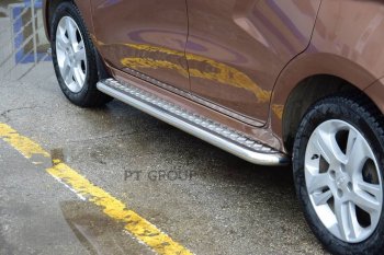 24 149 р. Порожки для ног из трубы Ø51 с алюминиевой площадкой Petroil Tuning  Лада XRAY (2016-2022) (Нержавеющая полированная сталь)  с доставкой в г. Кемерово. Увеличить фотографию 4