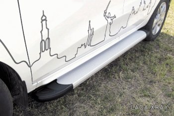 13 349 р. Алюминиевые пороги для ног Slitkoff (Optima)  Лада XRAY (2016-2022) (Чёрные)  с доставкой в г. Кемерово. Увеличить фотографию 2