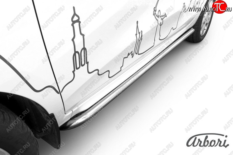 13 999 р. Защита штатных порогов Arbori (с гибами, нержавейка, d42 mm). Лада XRAY (2016-2022)  с доставкой в г. Кемерово
