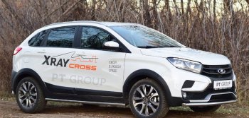 11 499 р. Защита переднего бампера одинарная из трубы d51 мм Cross Petroil Tuning  Лада XRAY (2016-2022) (Нержавеющая полированная сталь)  с доставкой в г. Кемерово. Увеличить фотографию 2