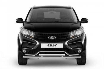 Защита переднего бампера двойная из труб d51/51 мм Petroil Tuning Лада XRAY Cross (2018-2022) (Нержавеющая полированная сталь)