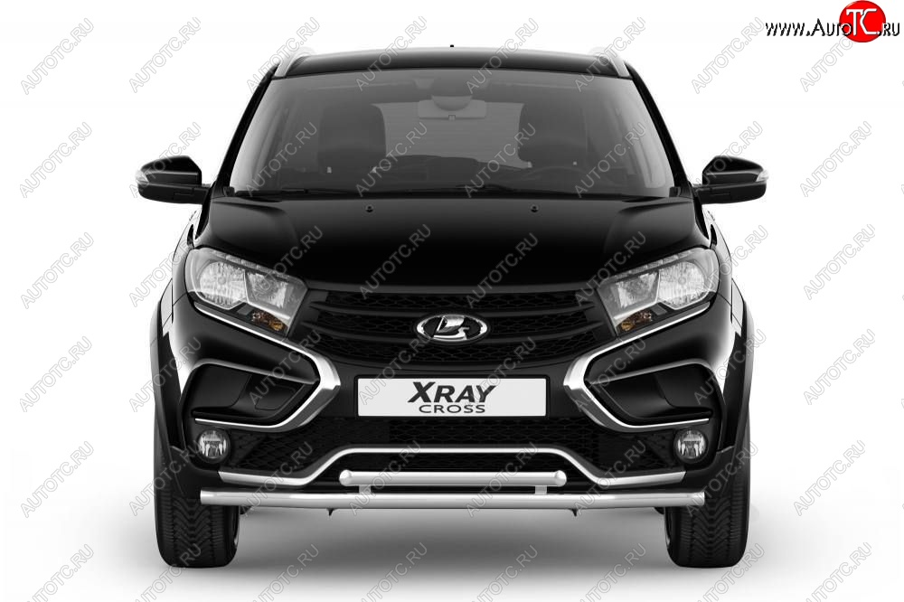 13 999 р. Защита переднего бампера двойная из труб d51/51 мм Petroil Tuning  Лада XRAY Cross (2018-2022) (Нержавеющая полированная сталь)  с доставкой в г. Кемерово