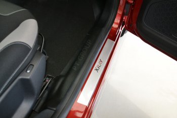 2 399 р. Пороги накладки в проем дверей Petroil Tuning  Лада XRAY (2016-2022) (Нержавейка)  с доставкой в г. Кемерово. Увеличить фотографию 2