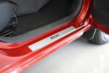 2 399 р. Пороги накладки в проем дверей Petroil Tuning  Лада XRAY (2016-2022) (Нержавейка)  с доставкой в г. Кемерово. Увеличить фотографию 3