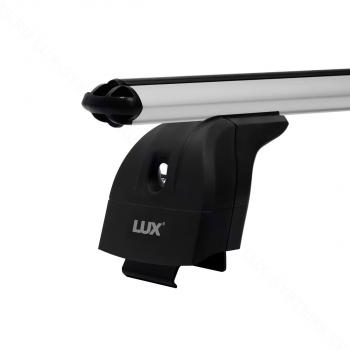 11 009 р. Багажник на крышу с низкими рейлингами сборе LUX  Лада XRAY - XRAY Cross (дуги аэро-классик 110 см, с замком, серебро)  с доставкой в г. Кемерово. Увеличить фотографию 3