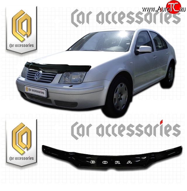 2 159 р. Дефлектор капота CA Plastic  Volkswagen Bora (1998-2005) (Classic черный, Без надписи)  с доставкой в г. Кемерово
