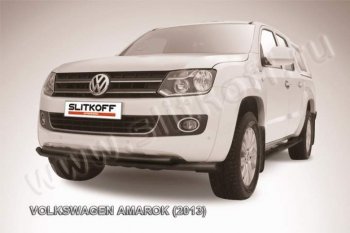 14 499 р. Защита переднего бампер Slitkoff  Volkswagen Amarok (2009-2016) дорестайлинг (Цвет: серебристый)  с доставкой в г. Кемерово. Увеличить фотографию 1