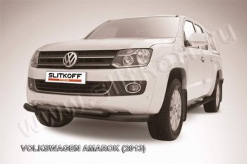 14 999 р. Защита переднего бампер Slitkoff  Volkswagen Amarok (2009-2016) дорестайлинг (Цвет: серебристый)  с доставкой в г. Кемерово. Увеличить фотографию 1