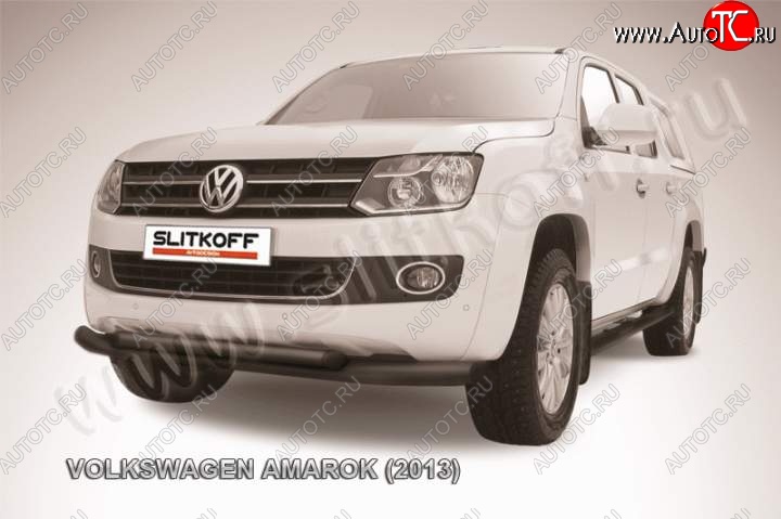 14 999 р. Защита переднего бампер Slitkoff  Volkswagen Amarok (2009-2016) дорестайлинг (Цвет: серебристый)  с доставкой в г. Кемерово