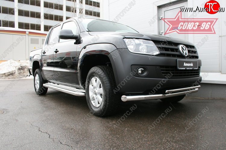 17 009 р. Защита переднего бампера двойная Souz-96 (d76/42) Volkswagen Amarok дорестайлинг (2009-2016)  с доставкой в г. Кемерово