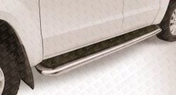 19 749 р. Широкая защита порогов Slitkoff Volkswagen Amarok дорестайлинг (2009-2016) (Серебристый лист)  с доставкой в г. Кемерово. Увеличить фотографию 2