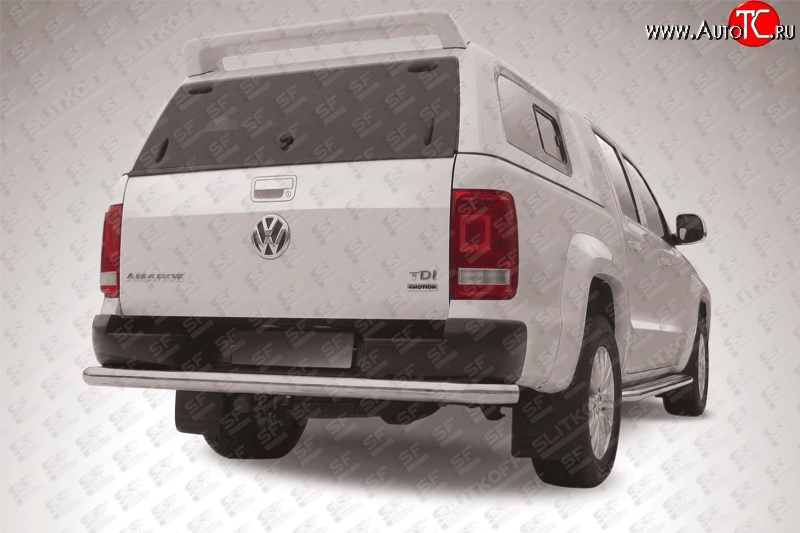 19 999 р. Защита заднего бампера из трубы диаметром 76 мм Slitkoff  Volkswagen Amarok (2009-2016) дорестайлинг (Цвет: нержавеющая полированная сталь)  с доставкой в г. Кемерово