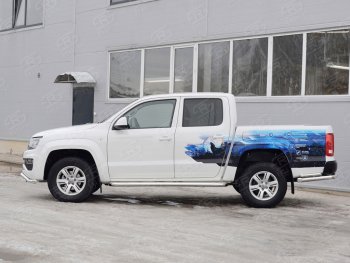 30 799 р. Порожки для ног (труба Ø63) SLITKOFF  Volkswagen Amarok (2016-2022) рестайлинг (лист алюминий, профиль сталь)  с доставкой в г. Кемерово. Увеличить фотографию 4