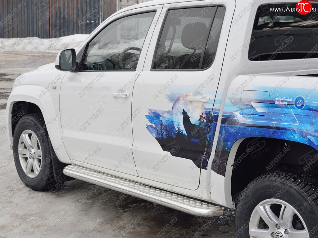 30 799 р. Порожки для ног (труба Ø63) SLITKOFF  Volkswagen Amarok (2016-2022) рестайлинг (лист алюминий, профиль сталь)  с доставкой в г. Кемерово